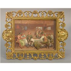 Bradley & Hubbard brass three dimensional painted plaque.
