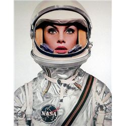 Jean Shrimpton in a NASA Spacesuit 1965 / printed later.