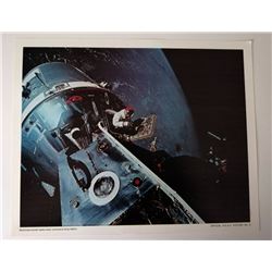 OFFICIAL NASA LITHO: ASTRONAUT SCOTT FROM COMMAND SHIP HATCH.