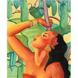 Robert W. Godfrey (American, 20th c.) Native Girl in Tropical Setting.