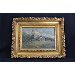 WILLIAM LEES JUDSON O/C BARNYARD SCENE.