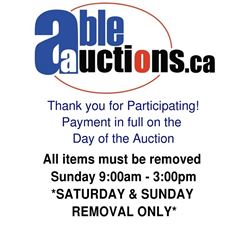 ALL ITEMS MUST BE REMOVED BY SUNDAY 4:00PM