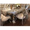 Image 3 : FORMAL SILVER WITH GOLD ACCENT DINING ROOM SET INCLUDES TABLE WITH 6 CHAIRS, BUFFET AND HUTCH.