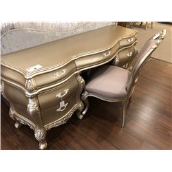 SILVER WITH FROSTED HANDLES HALL / BEDROOM DESK WITH CHAIR.  RETAIL $4,600.00