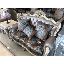 FORMAL LIVING ROOM SET WITH LOVE SEAT AND TWO MATCHING CHAIRS  C/W THROW CUSHIONS. RETAIL