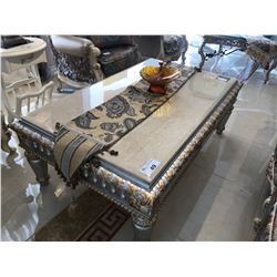 FORMAL STONE TOP TWO PC. COFFEE TABLE SET INC. COFFEE AND END TABLES.  RETAIL $3,950.00