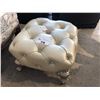 Image 1 : TUFTED LEATHER TOP OTTOMAN.  RETAIL $620.00