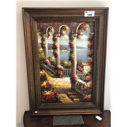 PAINTED ARTWORK WITH WOODEN FRAME - MEDITERRANEAN