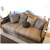 Image 1 : FORMAL LIVING ROOM SET INCLUDES SPECTACULAR LEATHR BACK WOOD FRAME SOFA AND LEATHER BACK