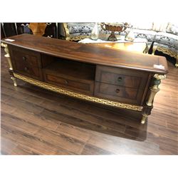 LARGE INLAYED ENTERTAINMENT STAND.  RETAIL $3,800.00