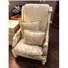 Image 1 : OVER SIZED LOUNGE CHAIR WITH CARVED GOOSE NECK ARMS.  RETAIL $3,600.00
