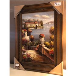 PAINTED ARTWORK WITH WOODEN FRAME - MEDITERRANEAN TERRACE