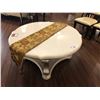 Image 1 : MARBLE TOP COFFEE TABLE WITH TABLE RUNNER.  RETAIL $2,450.00