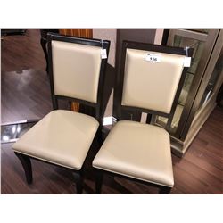 PAIR OF WOODEN FRAME SIDE CHAIRS.  RETAIL $900.00