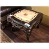 Image 1 : CARVED / INLAYED WOODEN SIDE TABLE.  RETAIL $1,200.00