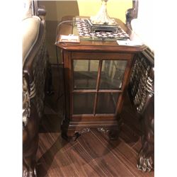 WOOD / GLASS SIDE CABINET.  RETAIL $1,150.00