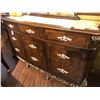 Image 2 : DARK WOOD WITH DELICATE INLAY TOP SIDEBOARD AND MIRROR.  RETAIL $6,550.00
