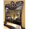 Image 4 : DARK WOOD WITH DELICATE INLAY TOP SIDEBOARD AND MIRROR.  RETAIL $6,550.00