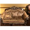 Image 2 : FORMAL LIVING ROOM SUITE INCLUDES: CARVED WOOD FRAME WITH ASCOT PRINT SOFA, LOVE SEAT