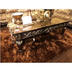 MARBLE TOP TWO PC. COFFEE TABLE SET INCLUDES COFFEE AND END TABLES.  RETAIL $3,950.00