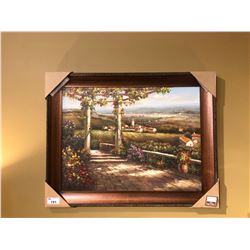 PAINTED ARTWORK WITH WOODEN FRAME - ITALIAN COUNTRY SIDE