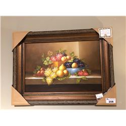 LARGE WOODEN FRAME PAINTED ARTWORK WITH C.O.A.