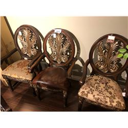 LOT OF THREE SIDE CHAIRS, ONE WITH LEATHER SEAT