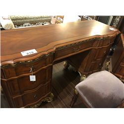 WOODEN INLAYED BEDROOM DESK WITH CHAIR