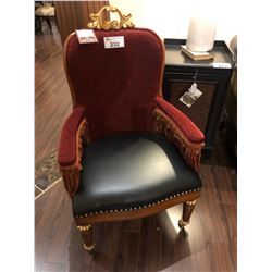 LEATHER SEAT SIDE CHAIR.  RETAIL $1,520.00