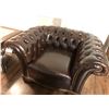 Image 2 : TUFTED BACK DARK BROWN LEATHER CLUB STYLE LOVESEAT AND CHAIR.  RETAIL $8,450.00