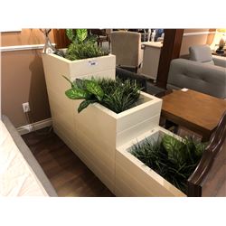 WHITE WOOD 3 TIER PLANTER WITH EVERGREEN PLANTS