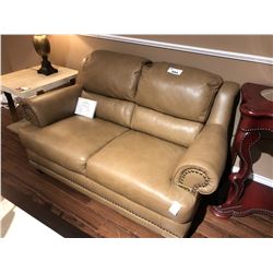 LIGHT BROWN LEATHER LOVE SEAT