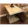 Image 2 : STONE TOP WITH METAL FRAME COFFEE AND END TABLE SET (2 PCS.)