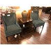 Image 1 : PAIR OF DARK GREEN PARLOUR CHAIRS.  RETAIL $2,300.00