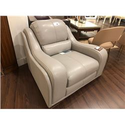 LIGHT GREY LEATHER LOUNGE CHAIR