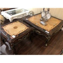 WOODEN INLAYED COFFEE AND END TABLE SET (2 PCS)