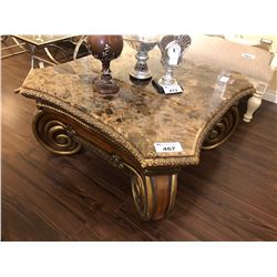 LARGE STONE TOP COFFEE TABLE