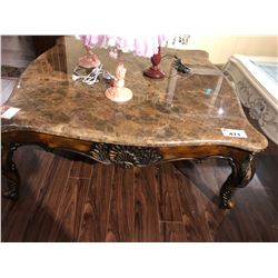 LARGE STONE TOP COFFEE TABLE