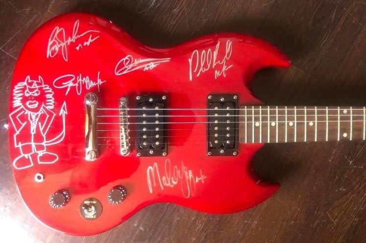 Signed AC/DC Guitar With Doodle