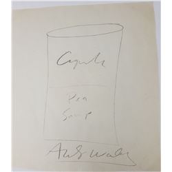 Signed Andy Warhol Campbell’s Pea Soup Sketch