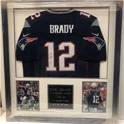 Framed and Signed New England Patriots Football Jersey