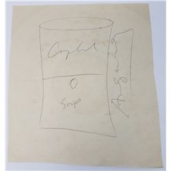 Signed Andy Warhol Campbell’s Soup Sketch