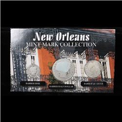 New Orleans Mint Mark Collection 1898-o Barber 50c.1899-o Barber 25c. & 1907-o Barber 10c
