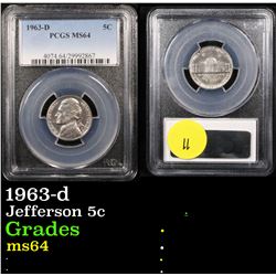 PCGS 1963-d Jefferson Nickel 5c Graded ms64 By PCGS