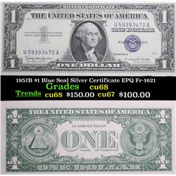 1957B $1 Blue Seal Silver Certificate EPQ Fr-1621 Grades Gem++ CU