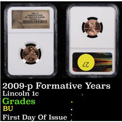 NGC 2009-p Formative Years Lincoln Cent 1c Graded BU By NGC