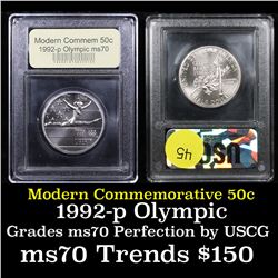 1992-p Olympics Modern Commem Half Dollar 50c Graded ms70, Perfection By USCG