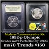 Image 1 : 1992-p Olympics Modern Commem Half Dollar 50c Graded ms70, Perfection By USCG