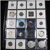 Image 1 : Page of 20 Mixed coins Morgan $1, Peace $1, Proof Washington 25c, Barber 10c, Jefferson5c