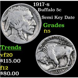 1917-s Buffalo Nickel 5c Grades f+